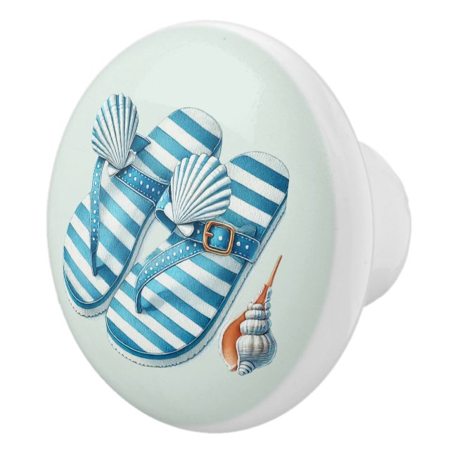 Niedliches Strandhaus Flip Flops Keramikknauf (Rechts)