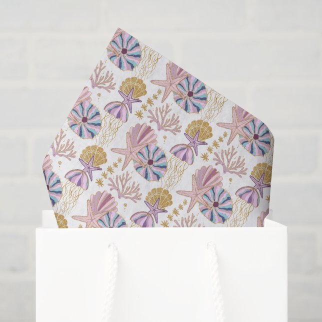 niedliches Strandseashell-Muster Seidenpapier (Geschenktüte)