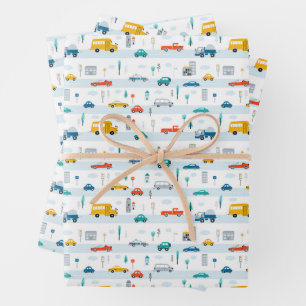 Niedliches Straßenmuster Geschenkpapier Set