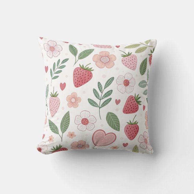 Niedliches Strawberry Pattern Kissen (Vorderseite)