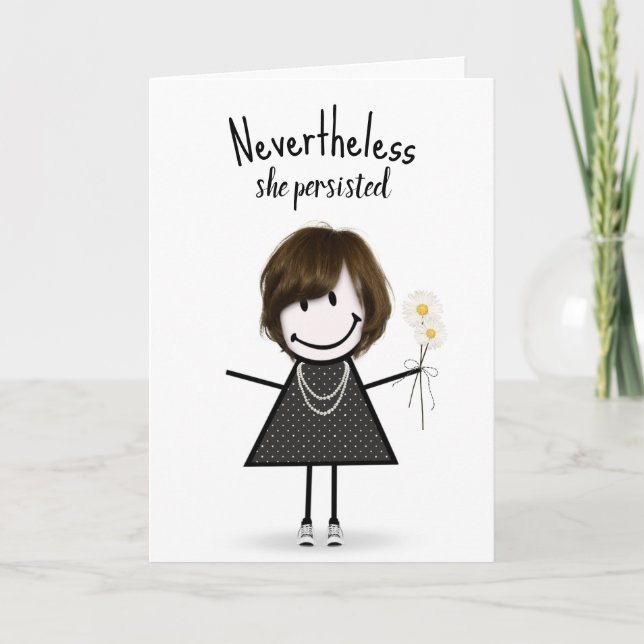 Niedliches Strichfigur-Mädchen mit Zitat Karte (Vorderseite)