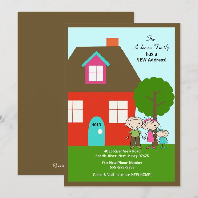 NIEDLICHES Strichmännchen Familie ~ Ankündigung (Vorne/Hinten)