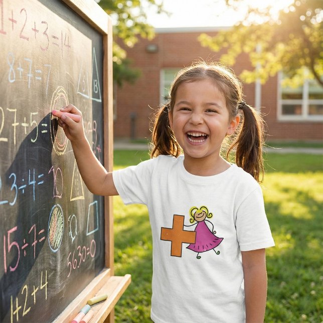Niedliches Strichmännchen Girl mit Plus-Zeichen T-Shirt (Von Creator hochgeladen)