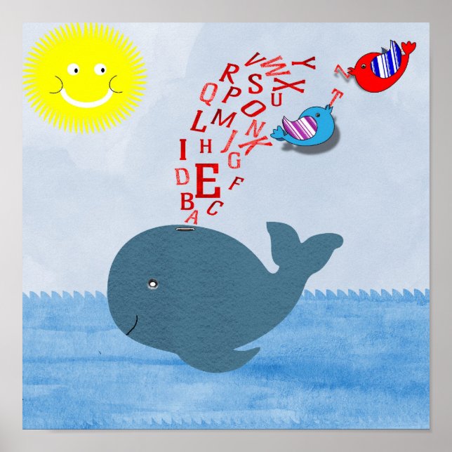 Niedliches Sunshine Alphabet Whale Baby Kinderzimm Poster (Vorne)
