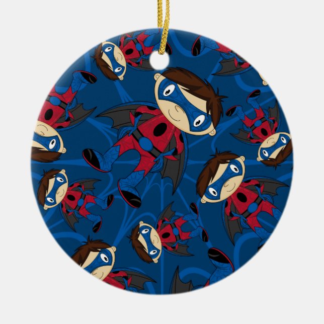 Niedliches Superhero-Jungen-Muster Keramik Ornament (Vorne)