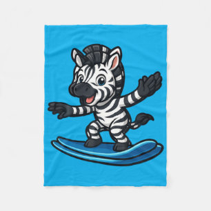 Niedliches Surfing-Zebra Lustiges Tier Strand Somm Fleecedecke