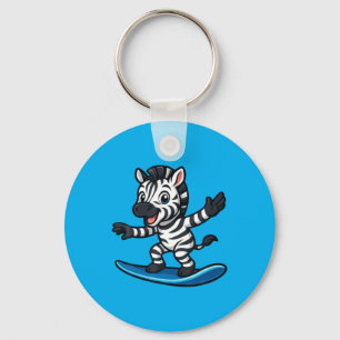 Niedliches Surfing-Zebra Lustiges Tier Strand Somm Schlüsselanhänger