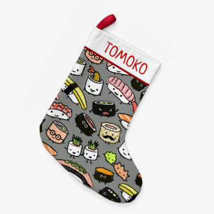 Niedliches Sushi-Muster lustiges Kawaii Kleiner Weihnachtsstrumpf