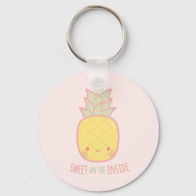 Niedliches Süße auf der Ananas-Innenseite Doodle Schlüsselanhänger (Vorderseite)