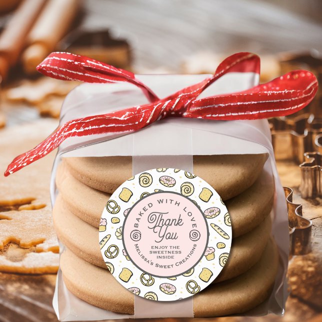 Niedliches süße Kuchen Donuts Muster gebacken mit  Runder Aufkleber (Von Creator hochgeladen)