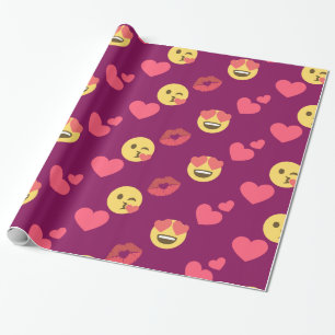 Niedliches süßes rosa Emoji Liebe-Herz-Kuss-Must Geschenkpapier