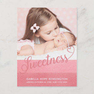 Niedliches Sweet Valentine Typografy Baby Birth Fo Ankündigungspostkarte