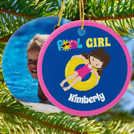 Niedliches Swim Team Pool Girl benutzerdefiniertes Keramik Ornament
