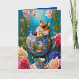 Niedliches syrisches Hamster Tea Party mit Donuts  Karte