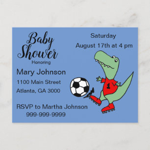 Niedliches T-rex Dinosaurier Spielen Soccer Baby S Einladungspostkarte