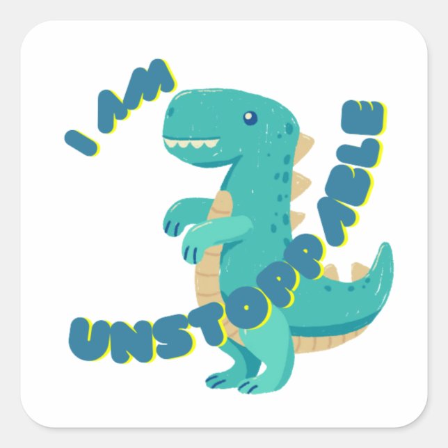 Niedliches T-REX mit motivierend Zitat Quadratischer Aufkleber (Vorderseite)