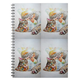 Niedliches Tabby Cat Aquarell Katzen Tabbies Noteb Notizblock
