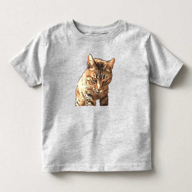Niedliches Tabby Cat Black Kontur Art Kleinkind T-shirt (Vorderseite)