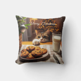 Niedliches Tabby Cat Erlernen von Cookies Weihnach Kissen
