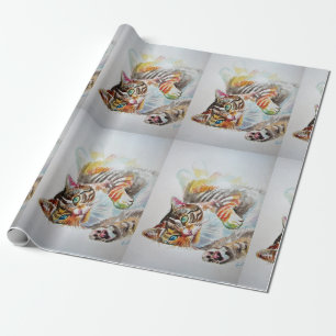 Niedliches Tabby Cat Spielen Geschenkpapier