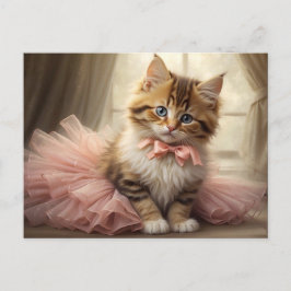 Niedliches Tabby Kitten Tragen eines rosa Tutus Postkarte