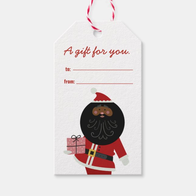 Niedliches Tanzen Black Santa Geschenkanhänger (Vorderseite)