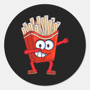 Niedliches Tanzen Französisch Fries Funny Dabbing  Runder Aufkleber