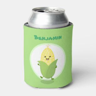 Niedliches Tanzen Kawaii Mais Cob Cartoon Abbildun Dosenkühler