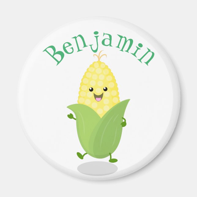 Niedliches Tanzen Kawaii Mais Cob Cartoon Abbildun Magnet (Vorne)