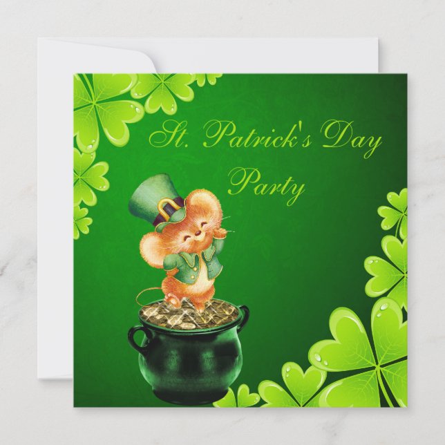 Niedliches Tanzen-Mäusest patrick TagesParty Einladung (Vorderseite)