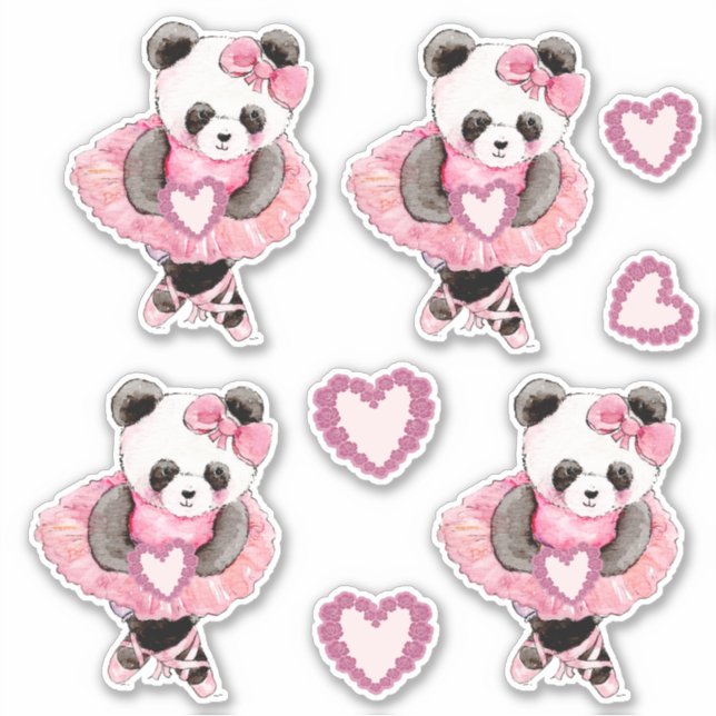 Niedliches Tanzen Panda Bear Valentine Herz Aufkleber (Vorderseite)