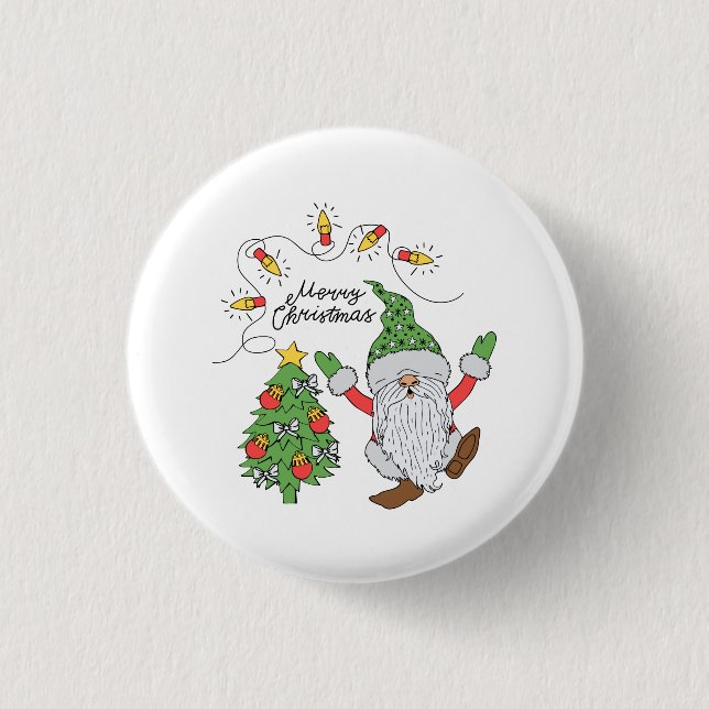Niedliches Tanzen Weihnachtsbaumleuchten Button (Vorderseite)