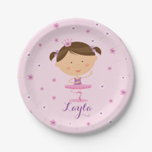 Niedliches Tänzer-Ballerina-Mädchen-Papierplatte Pappteller