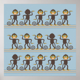 Niedliches Tanzsafari-Muster, Kinderzimmer Poster