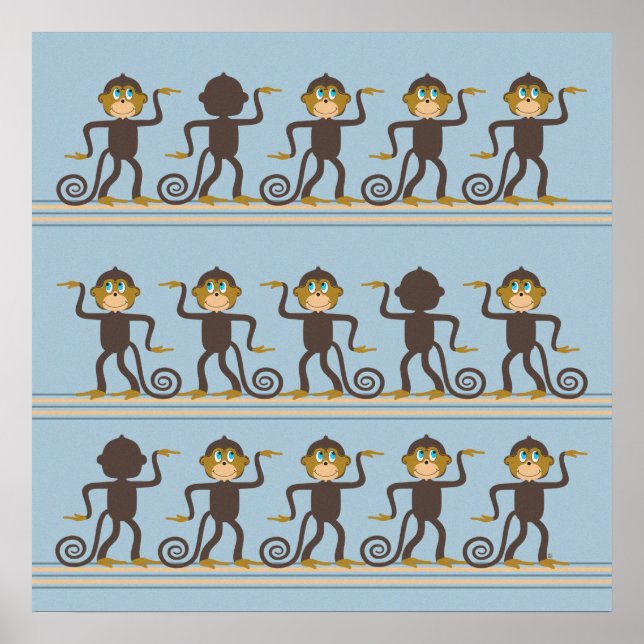 Niedliches Tanzsafari-Muster, Kinderzimmer Poster (Vorne)