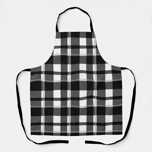 Niedliches Tartan Schwarz-weiße Karierte schottisc Schürze (Vorderseite)