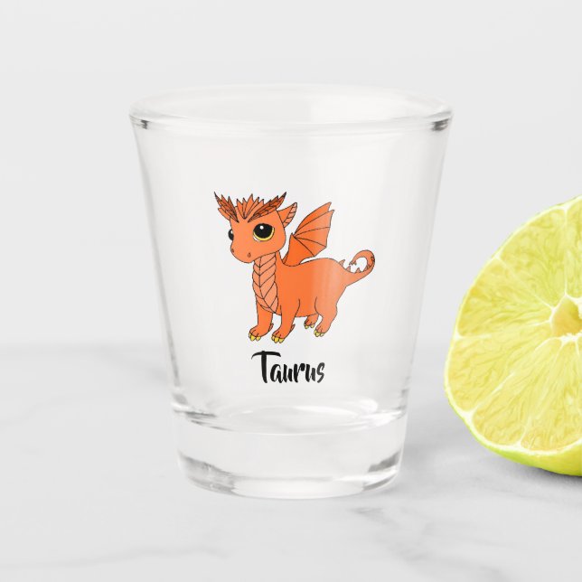 Niedliches Taurus Dragon-Designerglas Schnapsglas (Vorderseite)