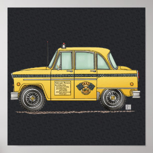 Niedliches Taxi-Fahrerhaus Poster
