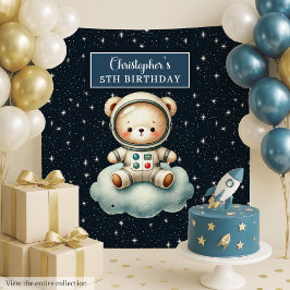 Niedliches Teddy Astronaut Party Hintergrund für J Wandteppich