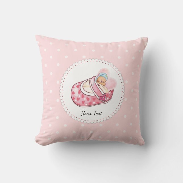 Niedliches Teddy Bären Dots Muster Rosa Kissen (Vorderseite)