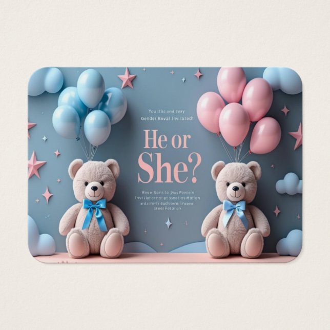 Niedliches Teddy Bären Gender Reveve Invite (Vorderseite)