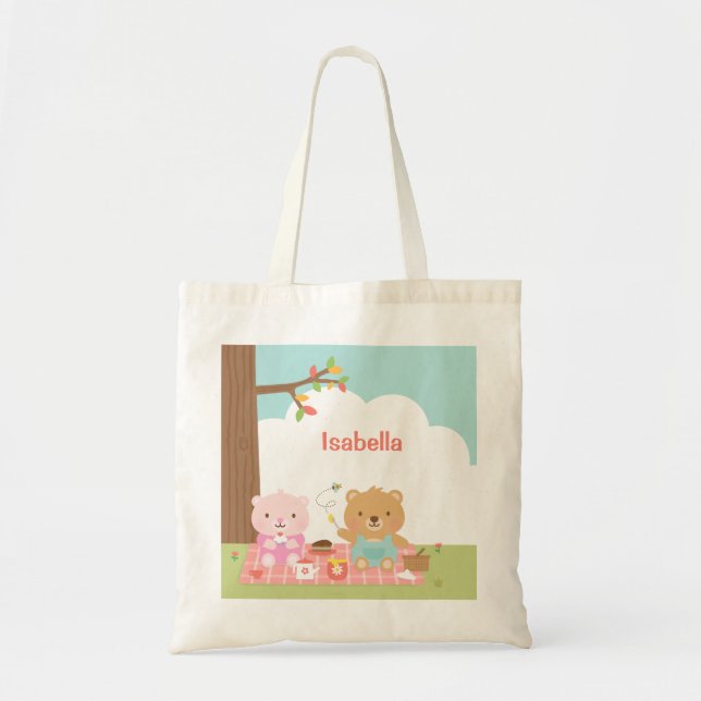Niedliches Teddy-Bärn-Picknick-Party im Freien für Tragetasche (Vorne)