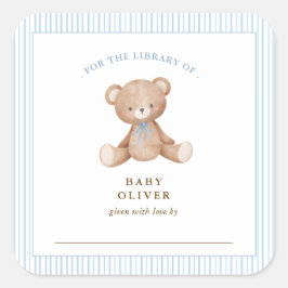 Niedliches Teddy Bear Baby Buchzeichen Quadratischer Aufkleber