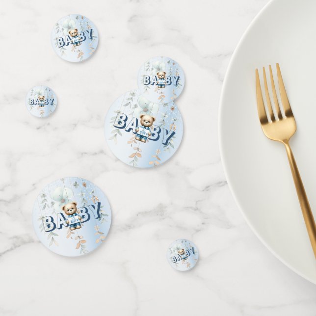 Niedliches Teddy Bear Blue Floral Schönes Party Konfetti (Gruppe)