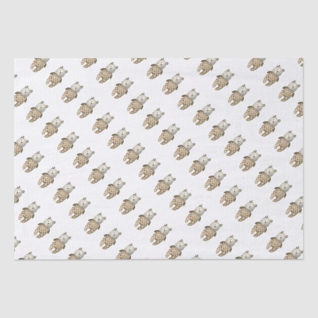 Niedliches Teddy Bear Boho Babyduschpapier Seidenpapier (Vorderseite)