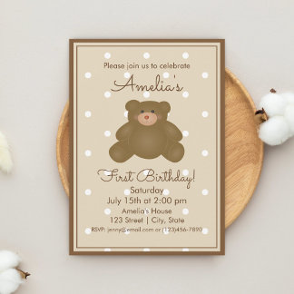 Niedliches Teddy Bear Cub Baby Erstgeburt Kinder P Einladung