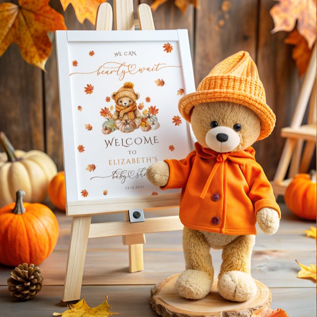 Niedliches Teddy Bear & Pumpkins Baby Dusche Willk Poster (Von Creator hochgeladen)