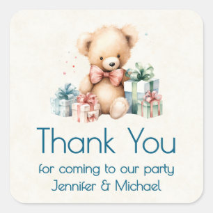 Niedliches Teddy Bear Weihnachtsgeschenk Party Vie Quadratischer Aufkleber