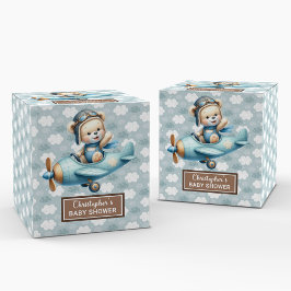 Niedliches Teddy Beer Pilot Blue Baby Gastgeschenk Geschenkschachtel