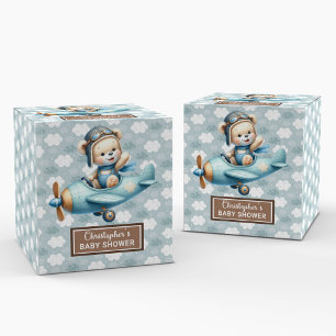 Niedliches Teddy Beer Pilot Blue Baby Gastgeschenk Geschenkschachtel